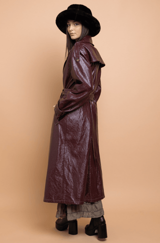 Faux Leather Trench Coat - Sincerely Betty
