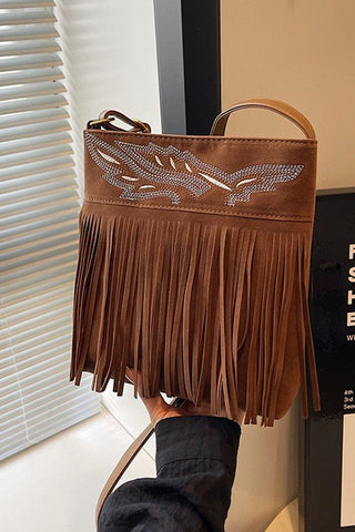 Faux Suede Vintage Fringe Shoulder Bag - Sincerely Betty