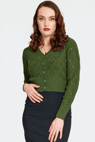 Flower Button Cropped Cardigan - FINAL SALE - Sincerely Betty