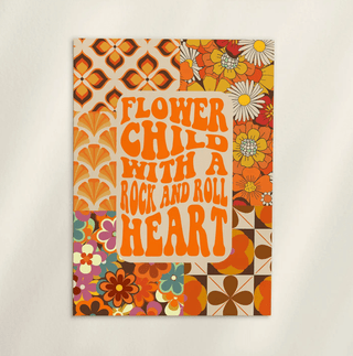 Flower Child With A Rock And Roll Heart Art Print - Sincerely Betty
