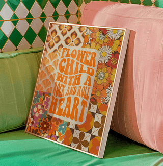 Flower Child With A Rock And Roll Heart Art Print - Sincerely Betty