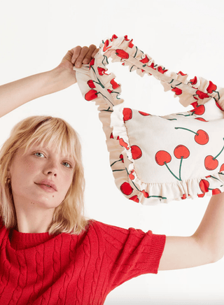Frilly Cherry Print Shoulder Bag - Sincerely Betty