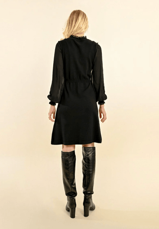 Front Lace Ruffle Woven Knit Dress - Sincerely Betty
