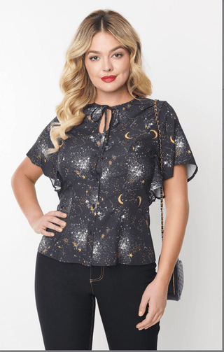 Galaxy Flutter Sleeve Top - Sincerely Betty