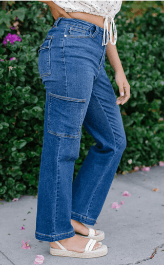 High Waisted Cargo Denim Pants - Sincerely Betty