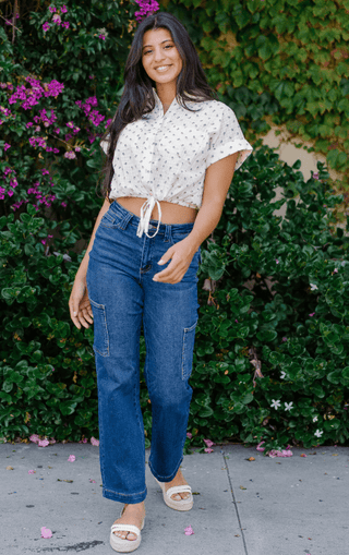 High Waisted Cargo Denim Pants - Sincerely Betty