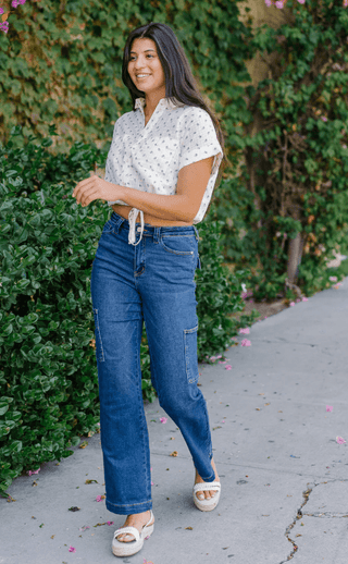 High Waisted Cargo Denim Pants - Sincerely Betty