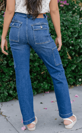 High Waisted Cargo Denim Pants - Sincerely Betty