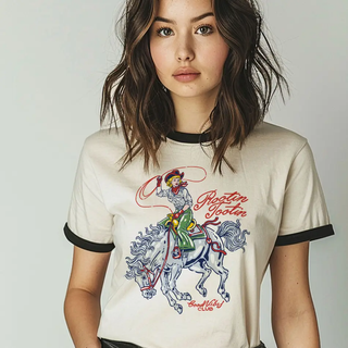 Rootin Tootin Cowgirl Unisex Ringer Graphic Tee