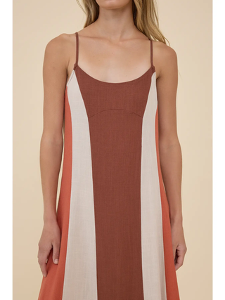 Color Block Stripe Flowy Maxi Dress