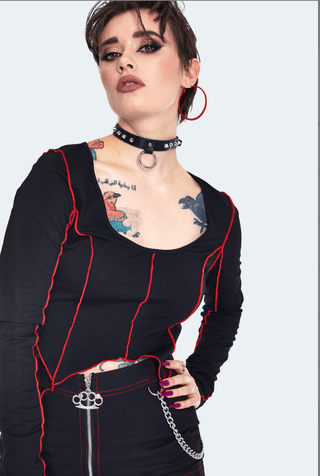 Jagged Stitched Hem Crop Top - FINAL SALE - Sincerely Betty