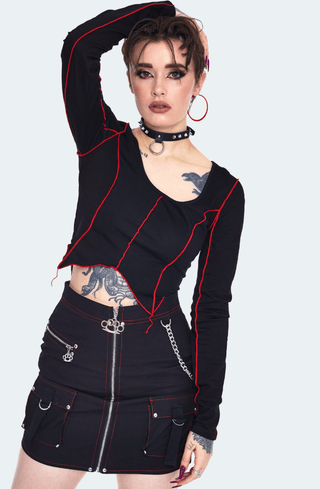 Jagged Stitched Hem Crop Top - FINAL SALE - Sincerely Betty