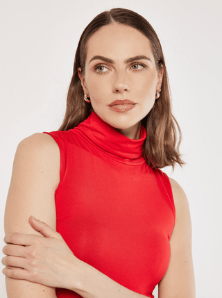 Jersey Sleeveless Roll Neck Top - Sincerely Betty