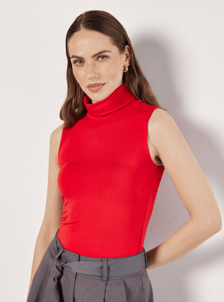 Jersey Sleeveless Roll Neck Top - Sincerely Betty