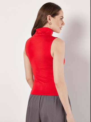 Jersey Sleeveless Roll Neck Top - Sincerely Betty