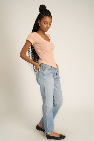Julie Scoop Neck Sweater Rib Tee - Sincerely Betty