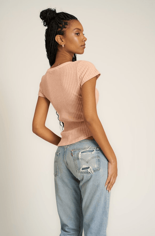 Julie Scoop Neck Sweater Rib Tee - Sincerely Betty