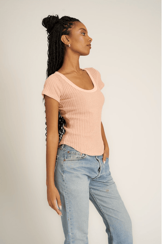 Julie Scoop Neck Sweater Rib Tee - Sincerely Betty