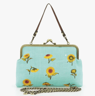 Kiss Lock Embroidered Sunflower Bag - Sincerely Betty