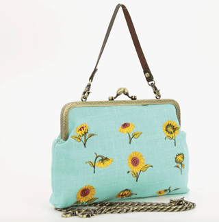 Kiss Lock Embroidered Sunflower Bag - Sincerely Betty