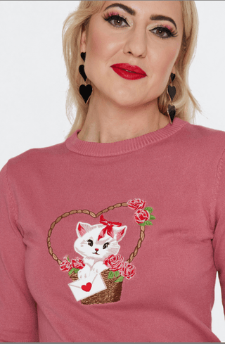 Kitty Love Letter Knit Sweater - Sincerely Betty