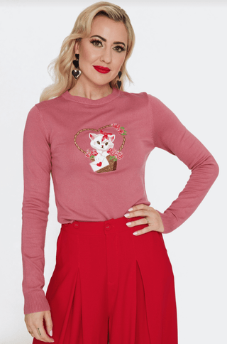 Kitty Love Letter Knit Sweater - Sincerely Betty
