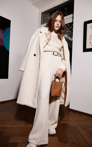 Long Faux Sheepskin Lapel Coat - Sincerely Betty