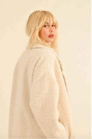 Long Faux Sheepskin Lapel Coat - Sincerely Betty