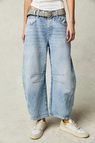 Mid Rise Barrel Jeans - Sincerely Betty