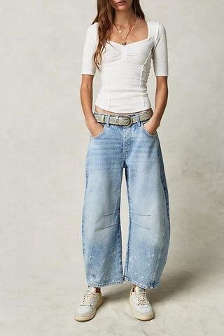 Mid Rise Barrel Jeans - Sincerely Betty