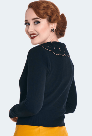 Moon Phases Cat Embroidered Cardigan - Sincerely Betty