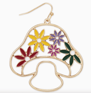 Multicolor Flower Gold Mushroom Earrings - FINAL SALE - Sincerely Betty