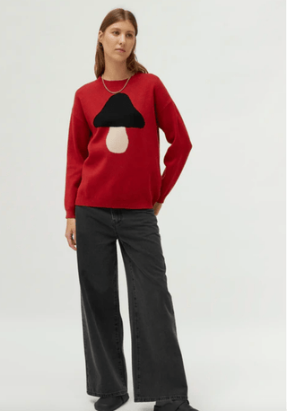 Mushroom Graphic Print Knit Sweater - Sincerely Betty