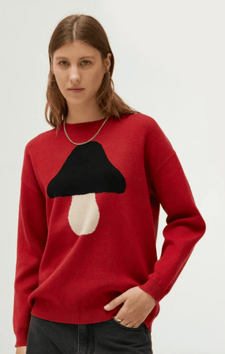 Mushroom Graphic Print Knit Sweater - Sincerely Betty