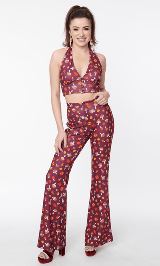 Mushroom & Pumpkin Halter Crop Top - FINAL SALE - Sincerely Betty