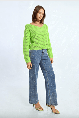 Openwork V - neck Knit Sweater - Sincerely Betty