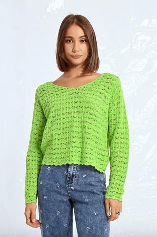 Openwork V - neck Knit Sweater - Sincerely Betty
