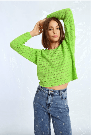 Openwork V - neck Knit Sweater - Sincerely Betty