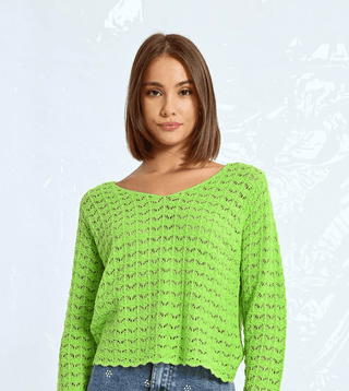 Openwork V - neck Knit Sweater - Sincerely Betty