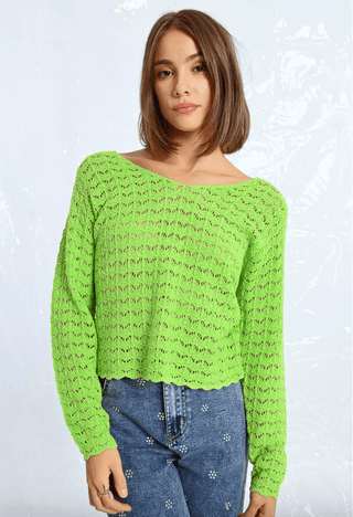 Openwork V - neck Knit Sweater - Sincerely Betty