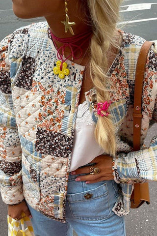 Patchwork Print Quilted Jacket - Sincerely Betty