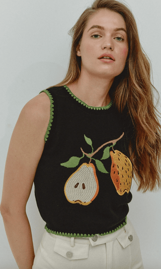 Pear Tree Knit Vest Tank Top - Sincerely Betty