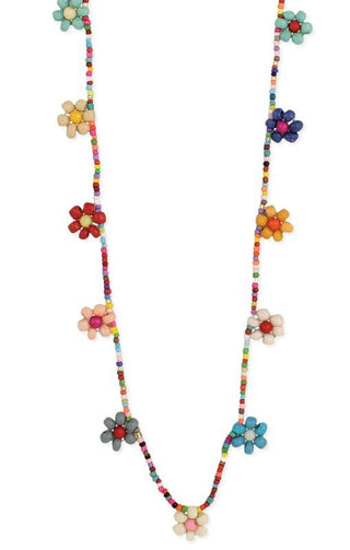 Rainbow Daisy Beaded Stretchy Necklace - FINAL SALE - Sincerely Betty