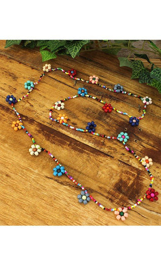 Rainbow Daisy Beaded Stretchy Necklace - FINAL SALE - Sincerely Betty
