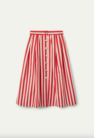 Red Stripe Print Midi Skirt - Sincerely Betty