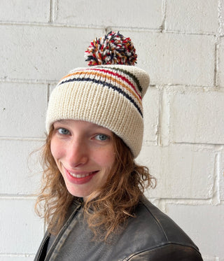 Retro Stripe Unisex Pom Pom Knit Hat - FINAL SALE - Sincerely Betty