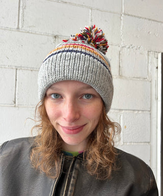 Retro Stripe Unisex Pom Pom Knit Hat - FINAL SALE - Sincerely Betty