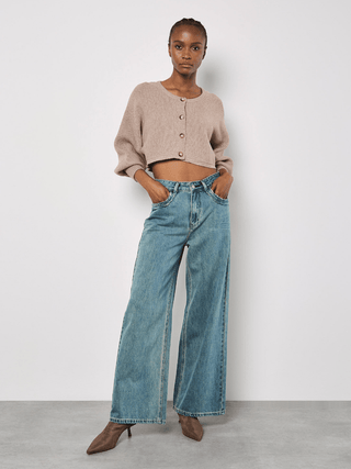 Ribbed Batwing Cropped Cardigan - Sincerely Betty