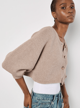 Ribbed Batwing Cropped Cardigan - Sincerely Betty