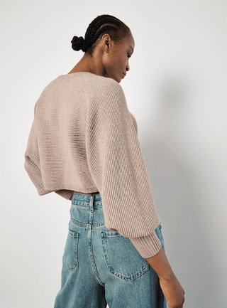Ribbed Batwing Cropped Cardigan - Sincerely Betty